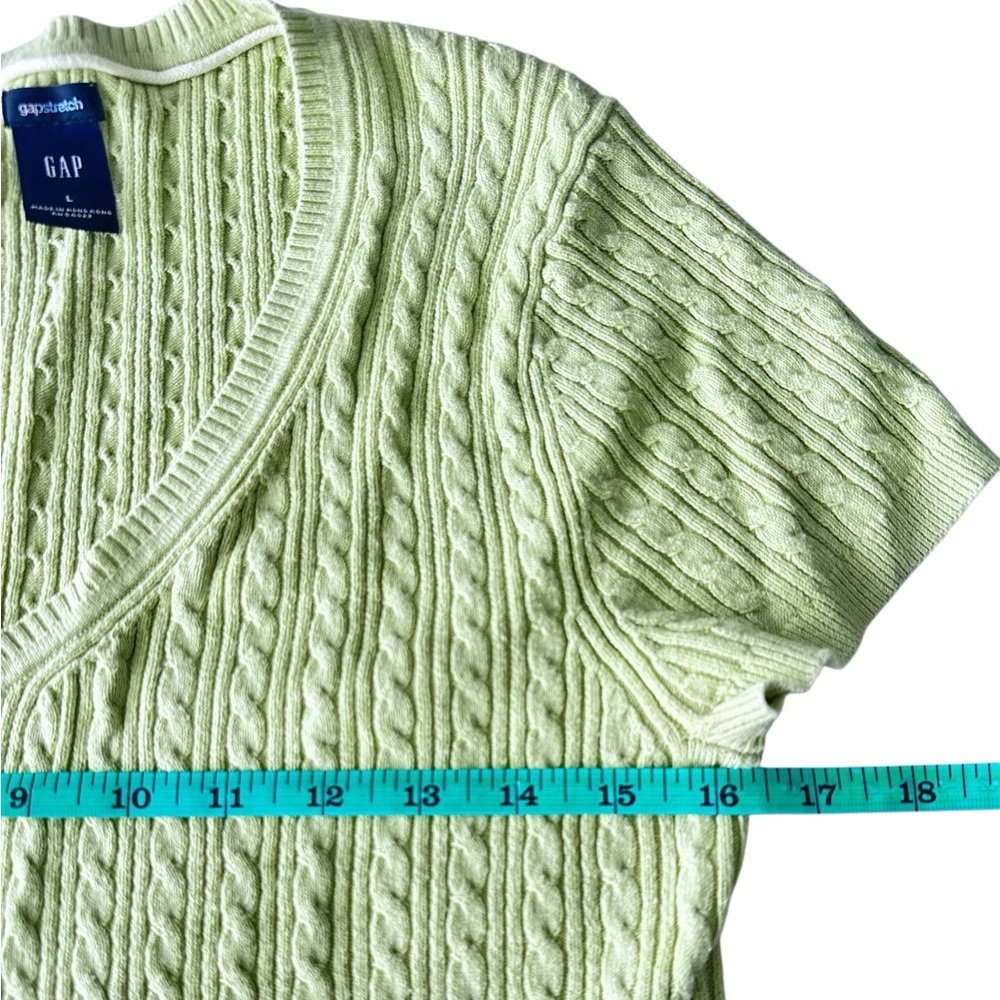 Light Green V-Neck Ribbed Knit Sweater - Picture 2 of 4